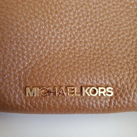 NWOT MICHAEL KORS BROOKE Satchel Handbag Tan Pebbled Leather Medium Shoulder Bag - Picture 5 of 11